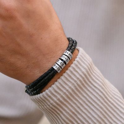 Mens Leather Bracelets Braided