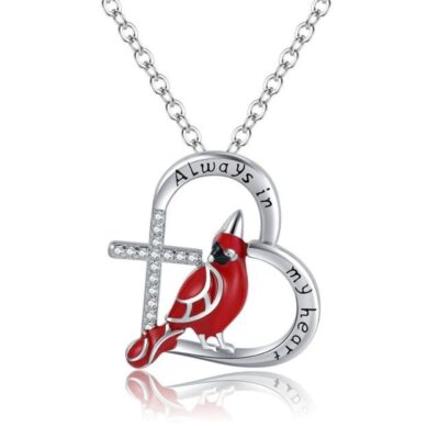 Heart Pendant Necklace,Cardinal Heart Pendant Necklace