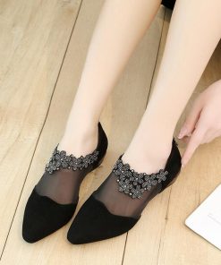 Womens Rhinestone Mesh Peep Toe Sandals