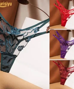 Transparent Hot Flower Embroidery Hollow Tulle G-String