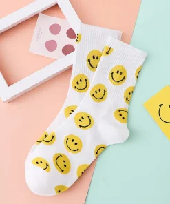 Cartoon Smiley Printed Socks