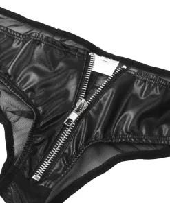 Merry See Leather Onden Zipper Sexy Panties