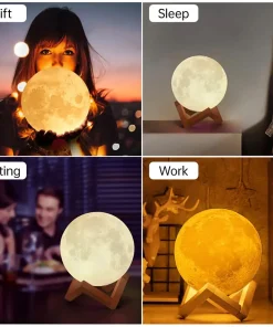 LED 3d Moon Lamp With Stand Starry