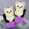 Hand-knitted Cartoon Animal Mittens