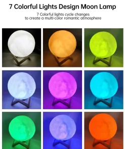 LED 3d Moon Lamp With Stand Starry