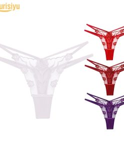 Transparent Hot Flower Embroidery Hollow Tulle G-String