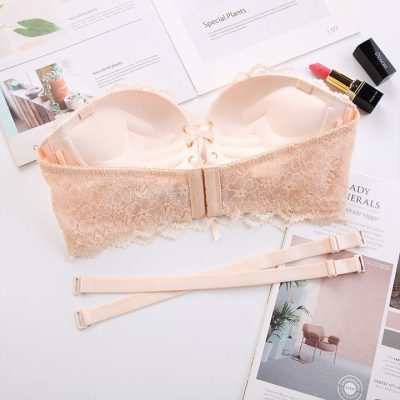 Lace Up Strapless Bra