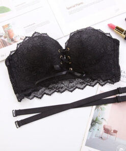 Lace Up Strapless Bra