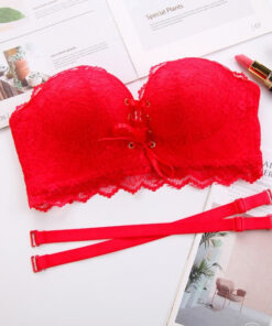 Lace Up Strapless Bra