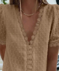 Sexy Lace V Neck Top
