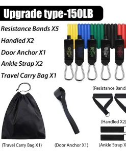 11pcs 150LBS Resistance Booty Tubes Set