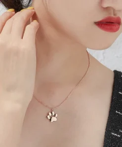925 Sterling Silver Pet Paw Print Necklace