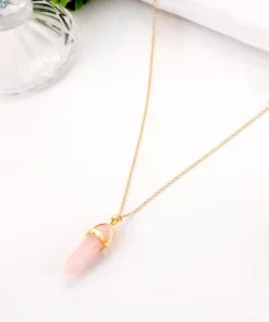 Healing Pink Rose Quartz Pendant Necklace