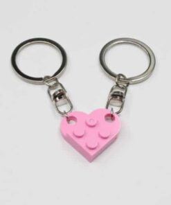 2 Pcs Couples Love Toy Brick Heart Keychain