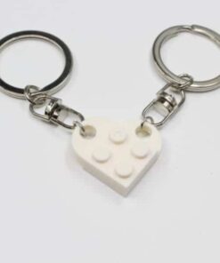 2 Pcs Couples Love Toy Brick Heart Keychain