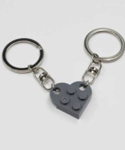 2 Pcs Couples Love Toy Brick Heart Keychain