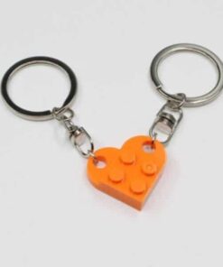 2 Pcs Couples Love Toy Brick Heart Keychain