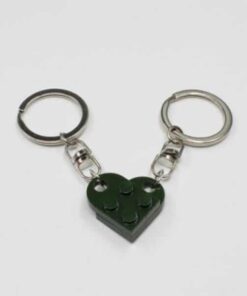 2 Pcs Couples Love Toy Brick Heart Keychain