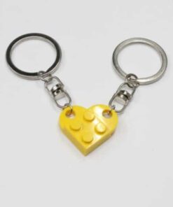 2 Pcs Couples Love Toy Brick Heart Keychain