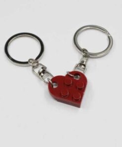 2 Pcs Couples Love Toy Brick Heart Keychain