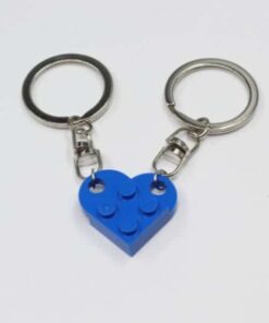 2 Pcs Couples Love Toy Brick Heart Keychain