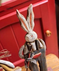 Wooden Retro Easter Bunny Outdoor Ornament