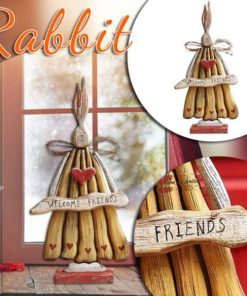 Wooden Retro Easter Bunny Outdoor Ornament