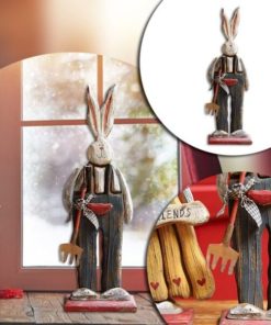 Wooden Retro Easter Bunny Outdoor Ornament