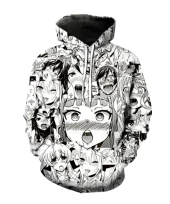 3D Japanese Anime Printed Ahegao Hoodie
