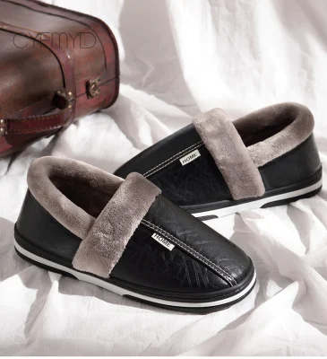 Hibaes PU Leather Cotton Women Slippers