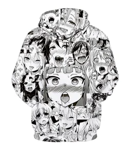 3D Japanese Anime Printed Ahegao Hoodie
