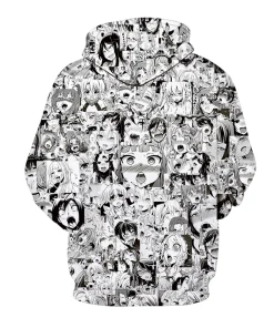 3D Japanese Anime Printed Ahegao Hoodie
