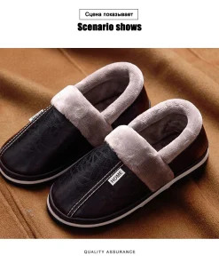 Hibaes PU Leather Cotton Women Slippers