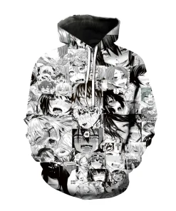 3D Japanese Anime Printed Ahegao Hoodie