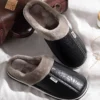 Hibaes PU Leather Cotton Women Slippers