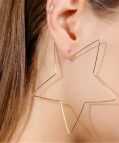 Zinc Alloy Star Shaped Hoop Earrings