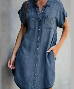 Casual Denim Short Sleeve Dress