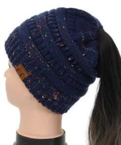 Soft Knit Ponytail Confetti Beanie