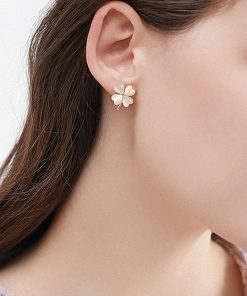 Opal Lucky Four Leaf Clover Earrings