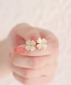 Opal Lucky Four Leaf Clover Earrings