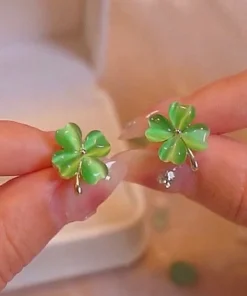 Opal Lucky Four Leaf Clover Earrings