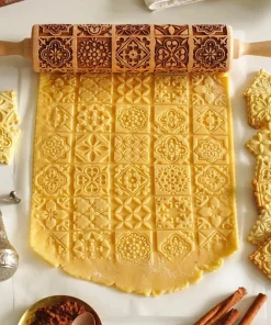 Wooden Square Embossed Rolling Pin