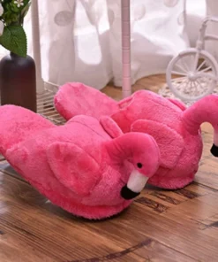 Plush Pink Flamingo Slippers