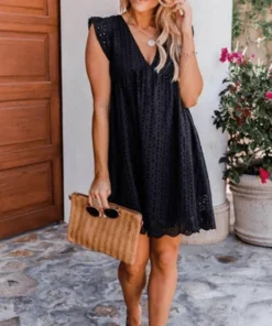 Women's V-Neck Hollow Dress