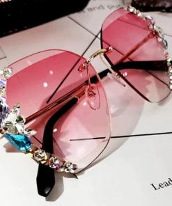 Vintage Fashion Rimless Crystal Sunglasses