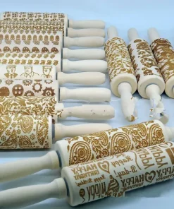 Wooden Square Embossed Rolling Pin