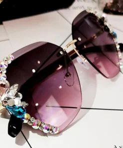 Vintage Fashion Rimless Crystal Sunglasses