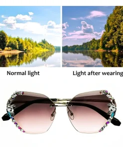 Vintage Fashion Rimless Crystal Sunglasses