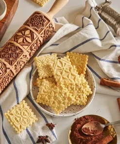 Wooden Square Embossed Rolling Pin