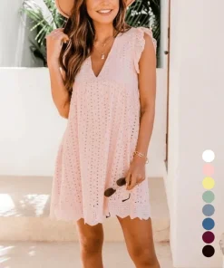 Women's V-Neck Hollow Dress